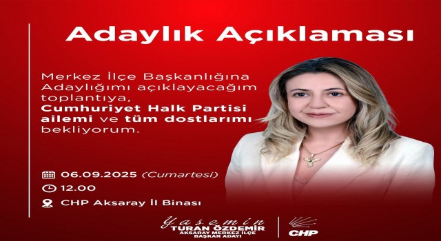 Yasemin Turan Özdemir’de CHP Merkez İlçe Başkanlığına Aday
